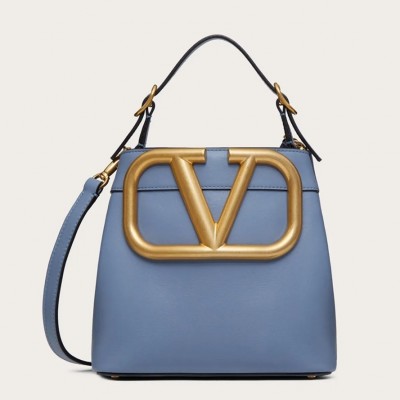 Valentino Supervee Top Handle Bag In Blue Calfskin LDBS245734