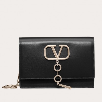 Valentino Vcase Small Chain Bag In Black Calfskin LDBS245737