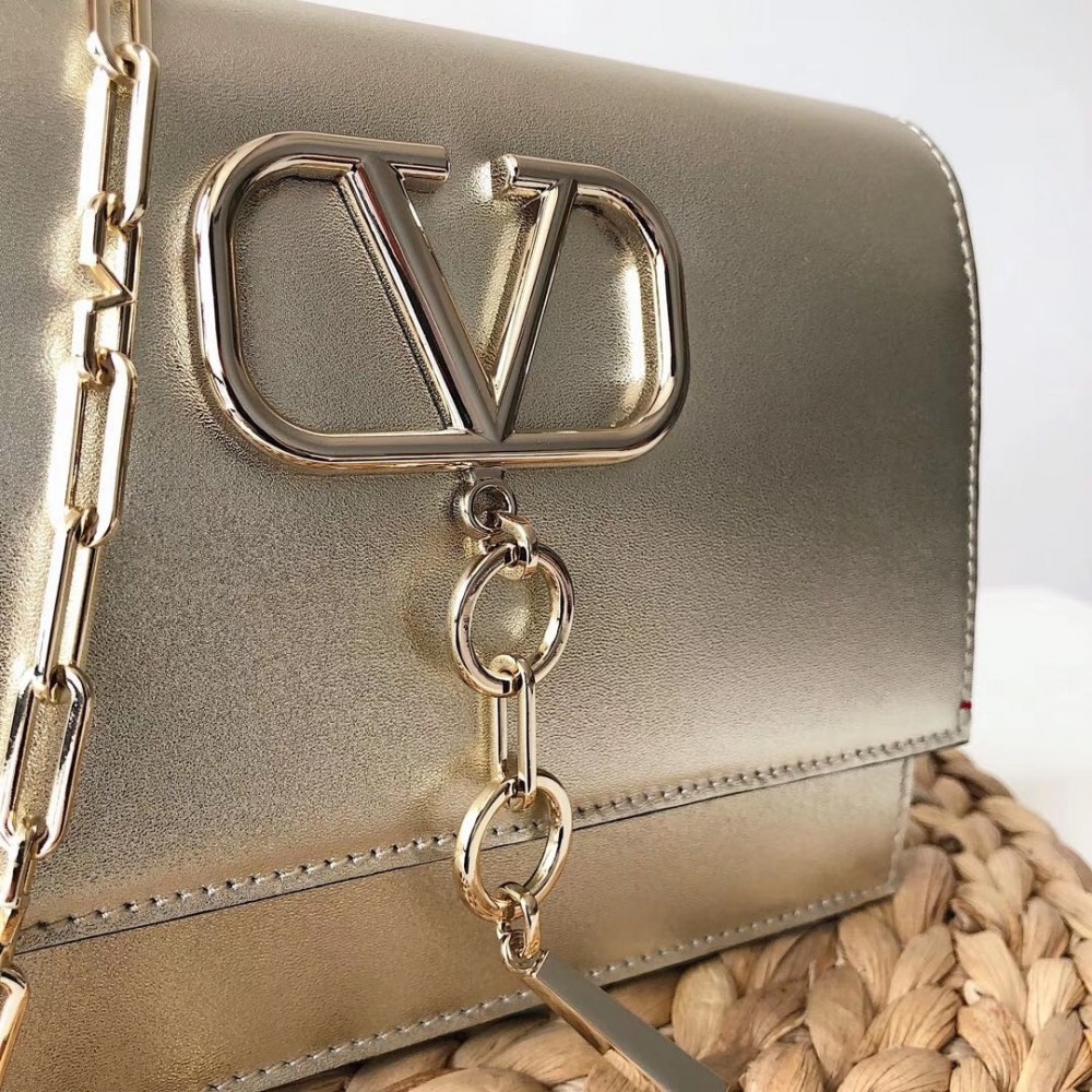 Valentino Vcase Small Chain Bag In Gold Metallic Lambskin LDBS245738