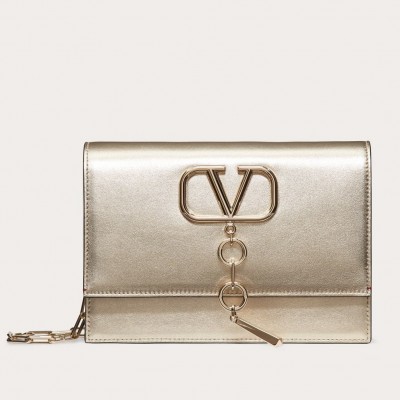 Valentino Vcase Small Chain Bag In Gold Metallic Lambskin LDBS245738