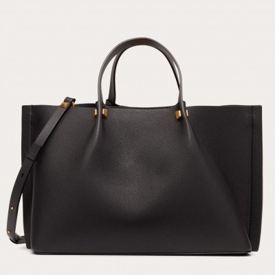 Valentino Vlogo Escape Medium Shopper In Black Grainy Calfskin LDBS245742