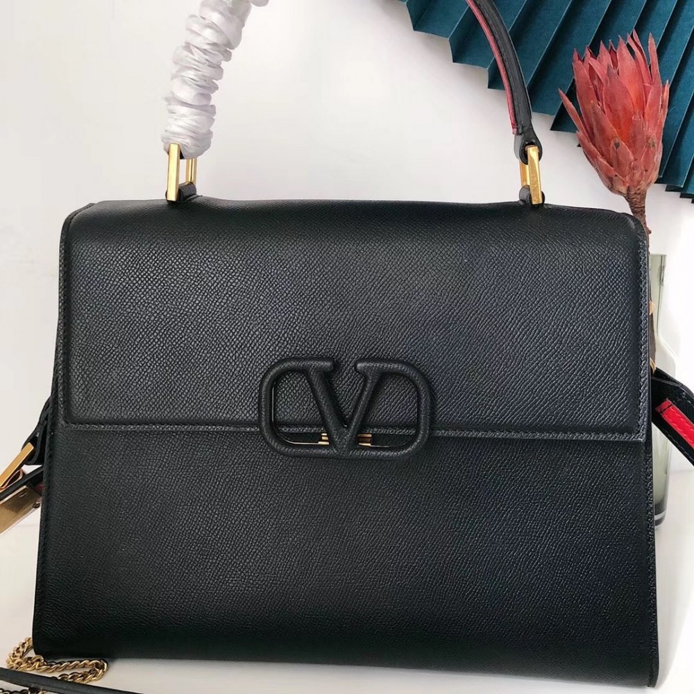 Valentino Vsling Handbag In Black Grainy Calfskin LDBS245757