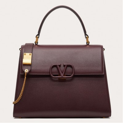 Valentino Vsling Handbag In Bordeaux Grainy Calfskin LDBS245758