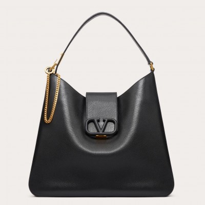 Valentino Vsling Hobo Bag In Black Grainy Calfskin LDBS245759