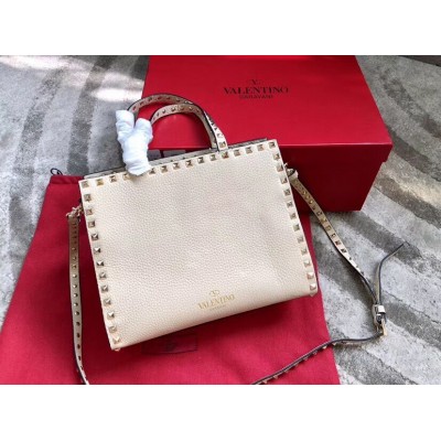 Valentino White Small Rockstud Top Handle Bag LDBS245763