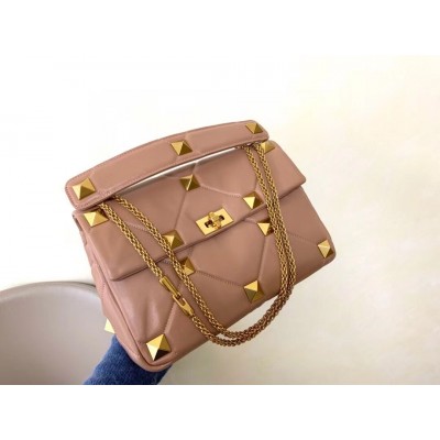 Valentino Roman Stud Chain Bag In Rose Cannelle Lambskin