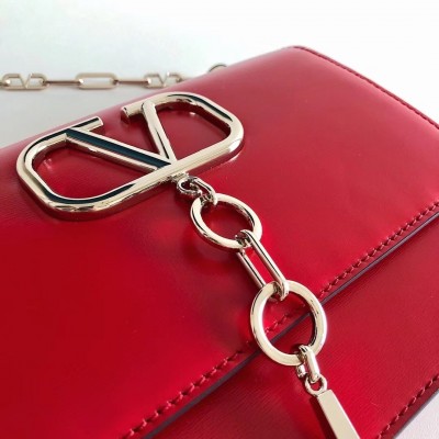 Valentino Vcase Small Chain Bag In Red Calfskin